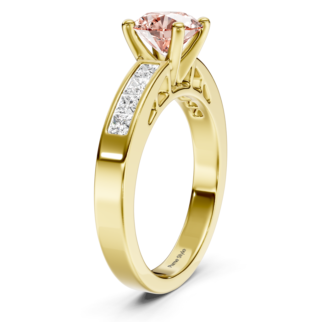 1.50-4.50 CT Princess & Round Cut Fancy Pink Diamonds - Engagement Ring