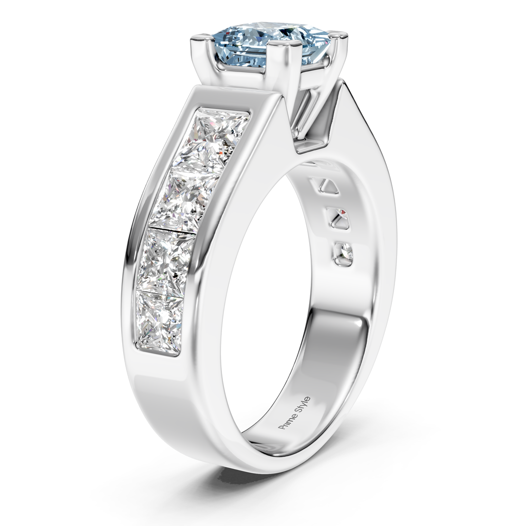 3.30-6.30 CT Princess Cut Fancy Blue Diamonds - Engagement Ring