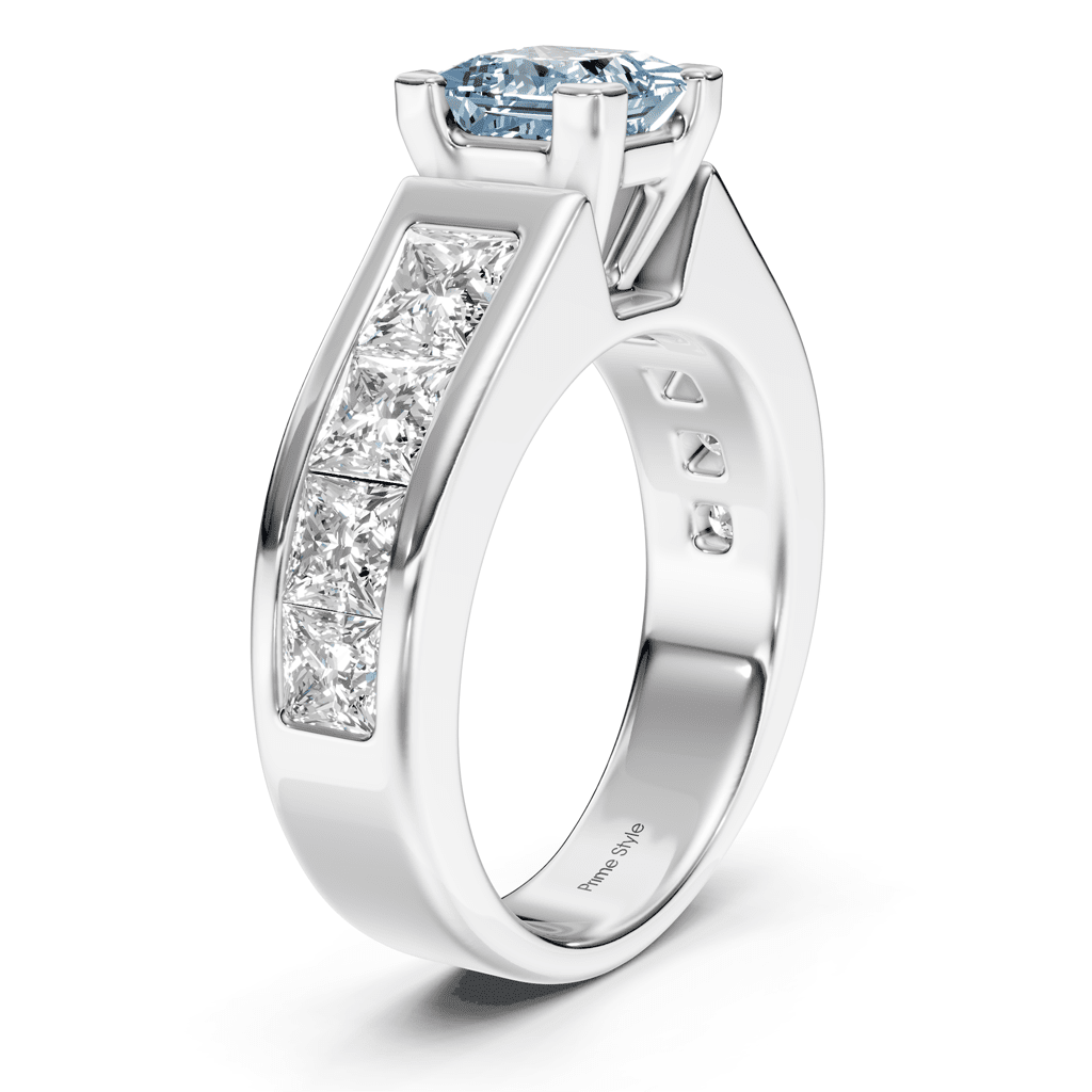 3.30 - 6.30 CT Princess Cut Fancy Blue Diamonds - Engagement Ring - Primestyle.com