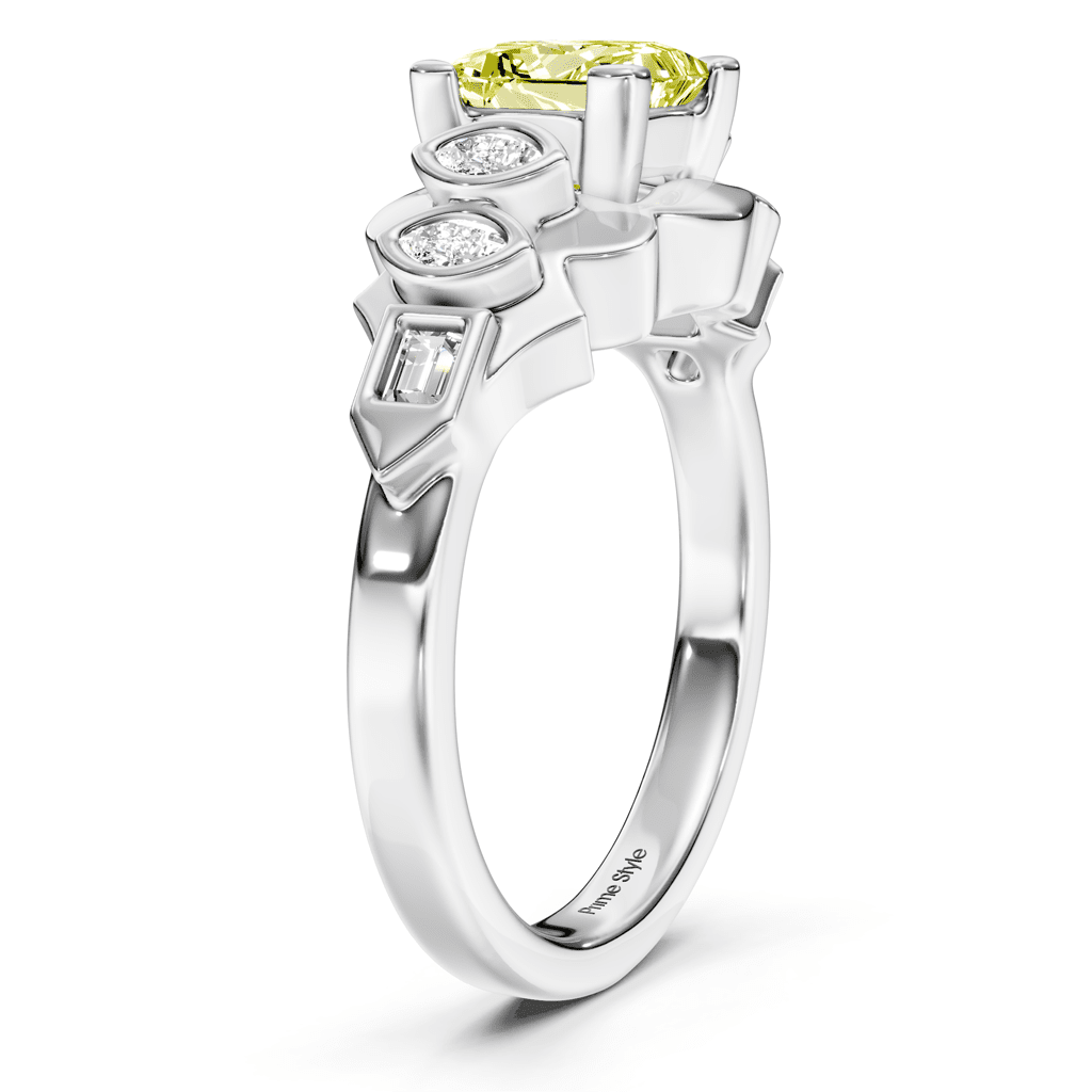 1.25 - 4.25 CT Baguette & Marquise & Princess Cut Fancy Yellow Diamonds - Engagement Ring - Primestyle.com