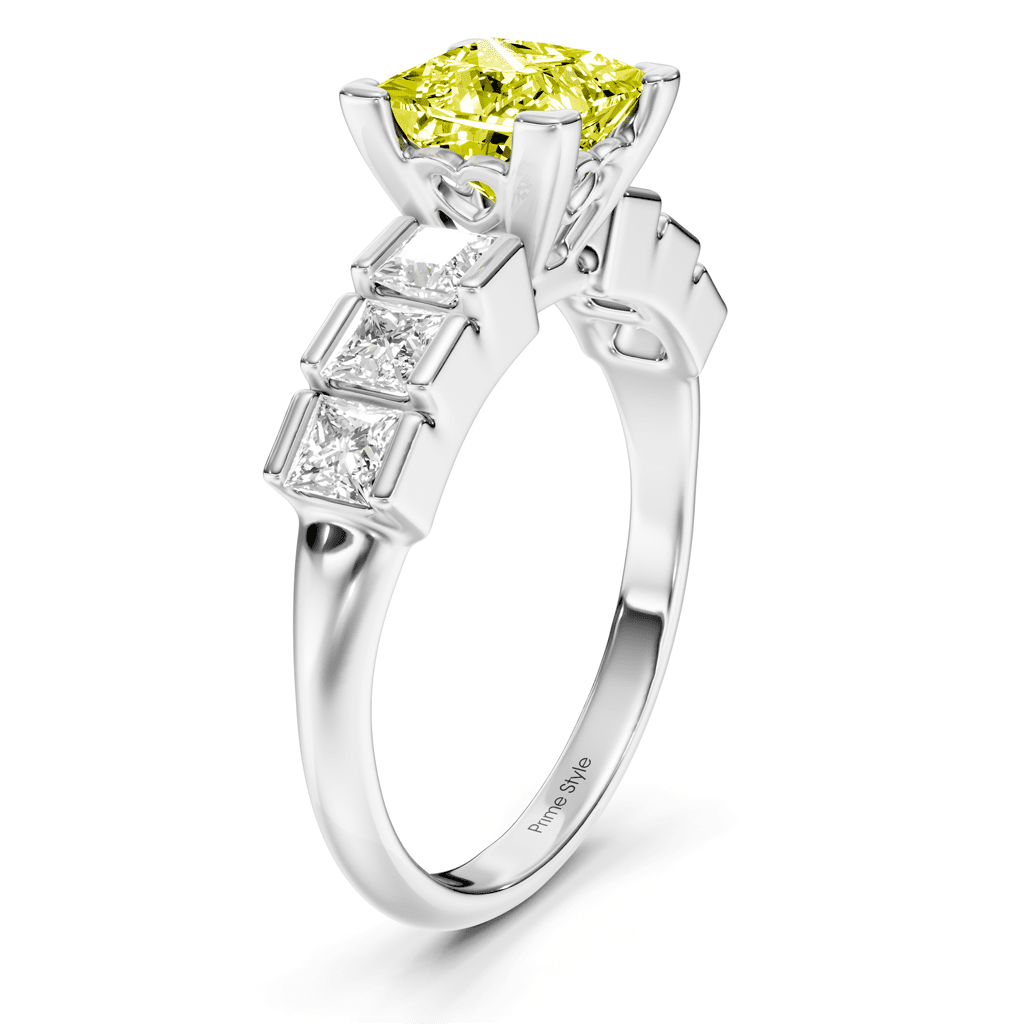 1.80 - 4.80 CT Princess Cut Fancy Yellow Diamonds - Engagement Ring - Primestyle.com