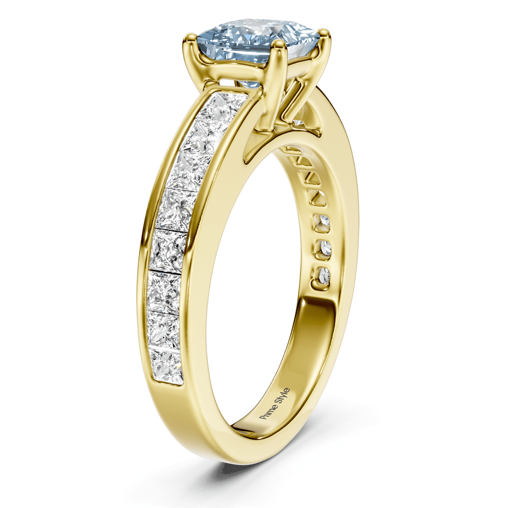 2.25 - 5.25 CT Princess Cut Fancy Blue Diamonds - Engagement Ring - Primestyle.com