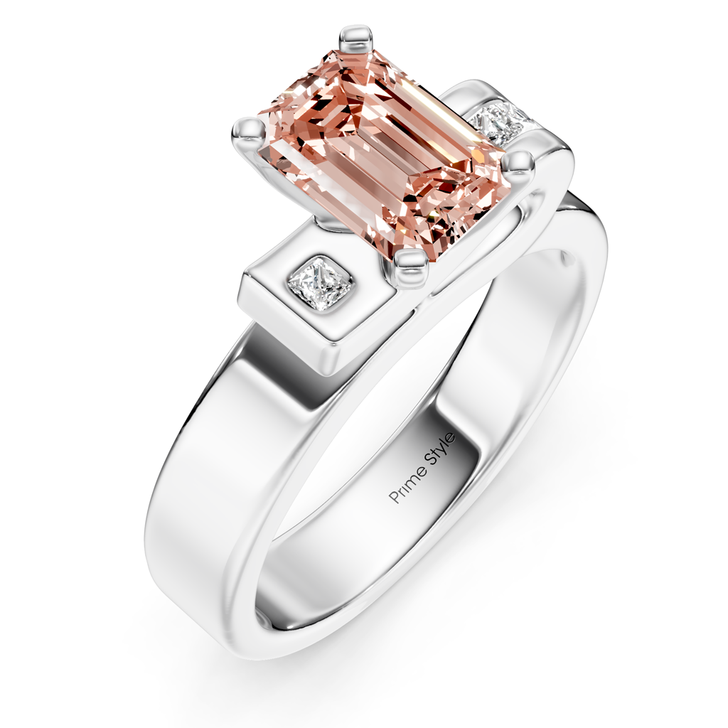 1.10-4.10 CT Emerald & Princess Cut Fancy Pink Diamonds - Engagement Ring