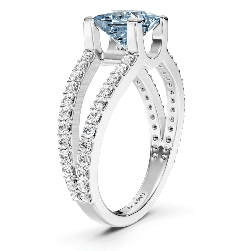 1.50 - 4.50 CT Princess & Round Cut Fancy Blue Diamonds - Engagement Ring - Primestyle.com