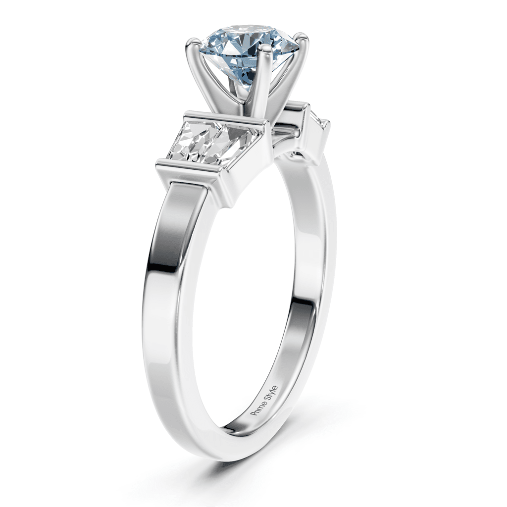 1.40 - 4.40 CT Round & Taper Cut Fancy Blue Diamonds - Engagement Ring - Primestyle.com