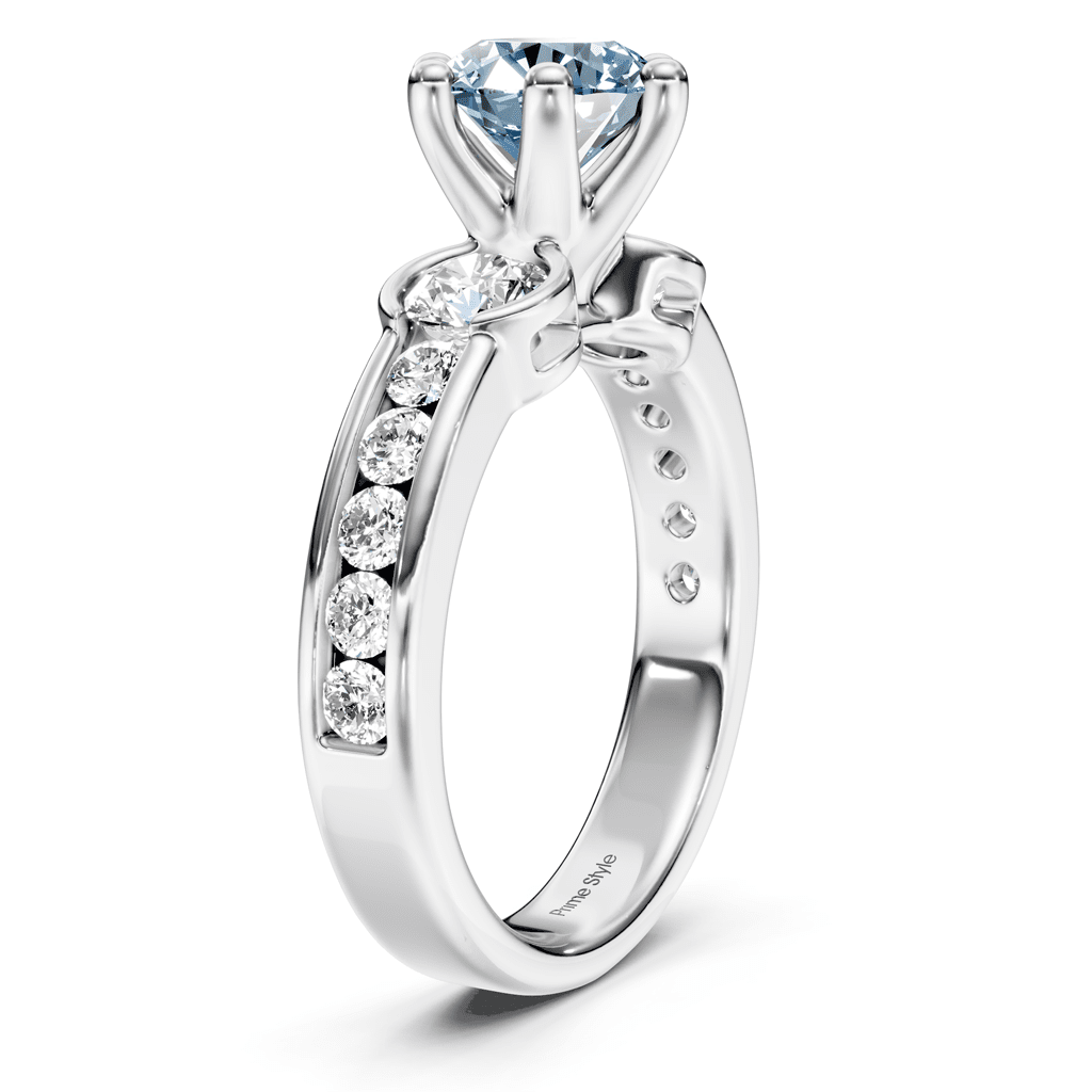1.85 - 4.85 CT Round Cut Fancy Blue Diamonds - Engagement Ring - Primestyle.com