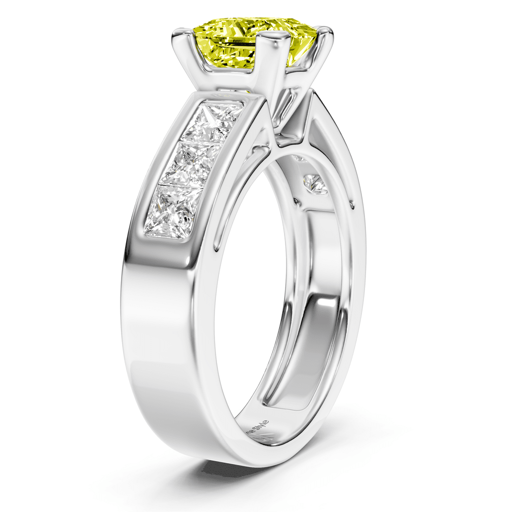 2.05-5.05 CT Princess Cut Fancy Yellow Diamonds - Engagement Ring