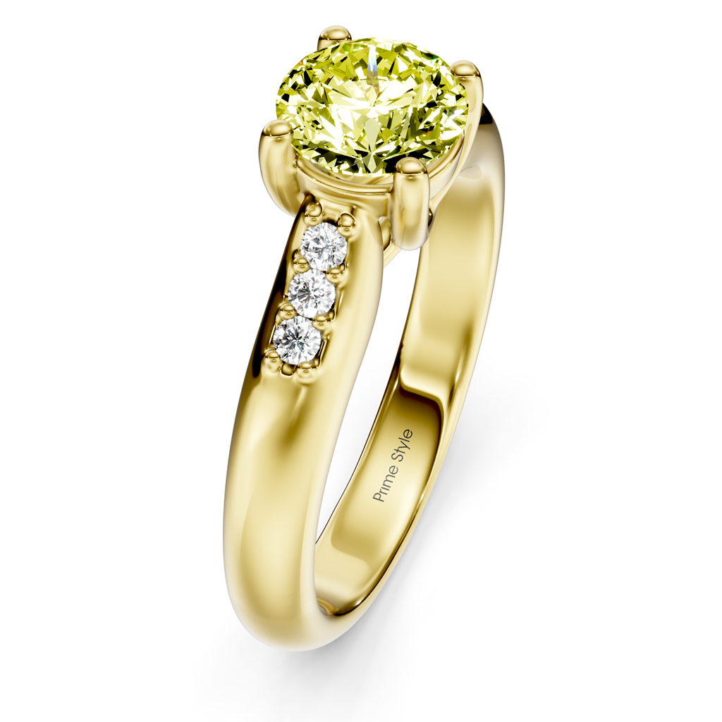 1.10-4.10 CT Round Cut Fancy Yellow Diamonds - Engagement Ring