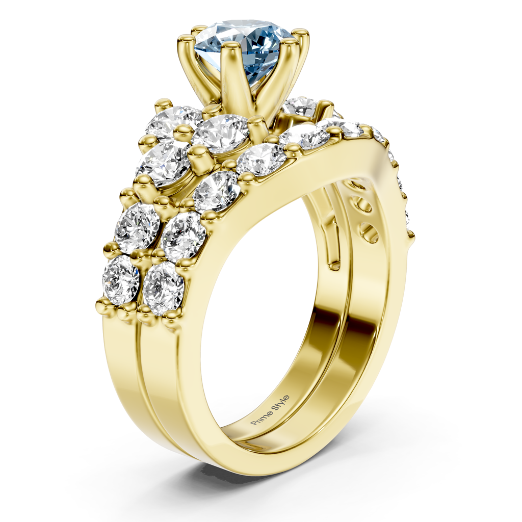 3.55-6.55 CT Round Cut Fancy Blue Diamonds - Bridal Set