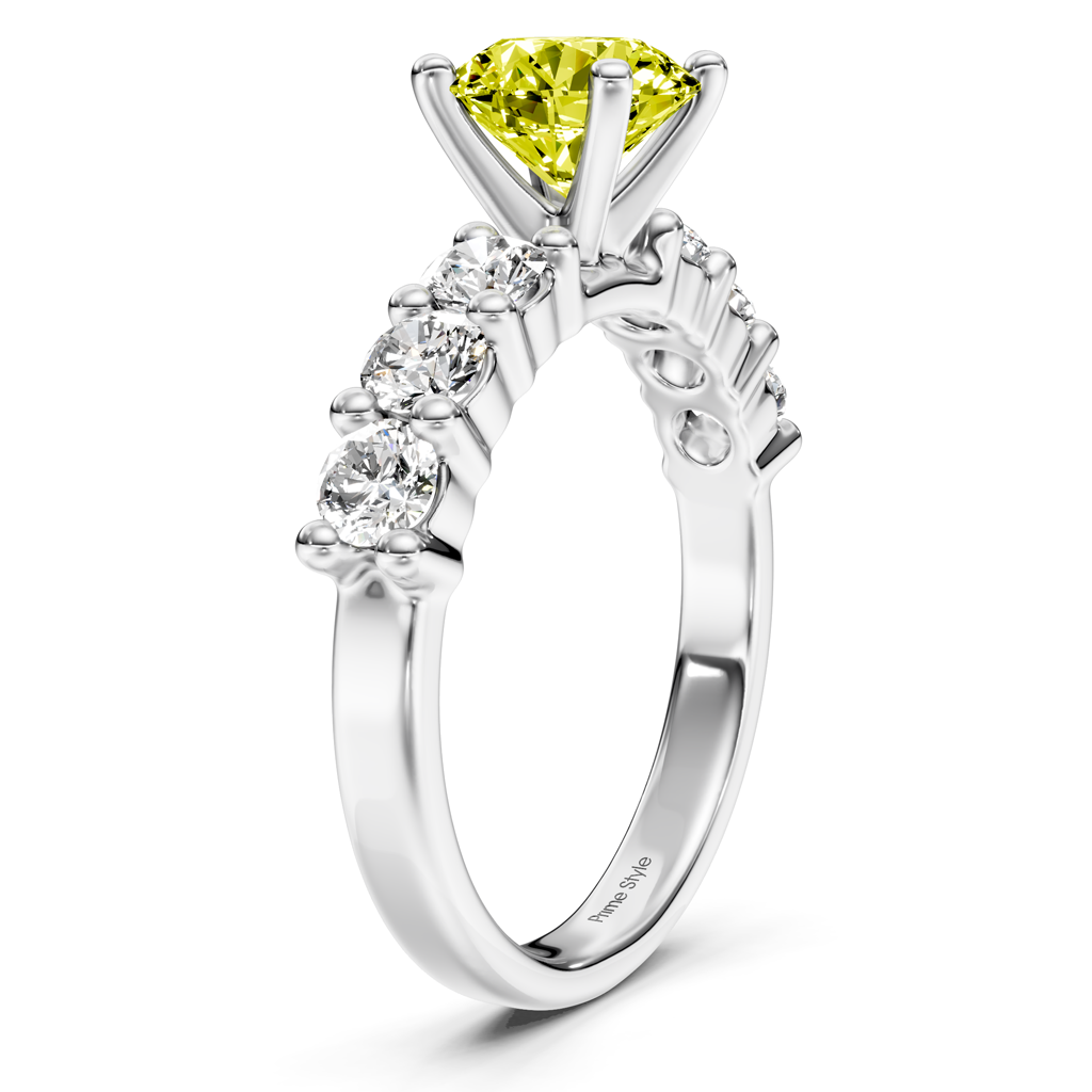 1.90-4.90 CT Round Cut Fancy Yellow Diamonds - Engagement Ring