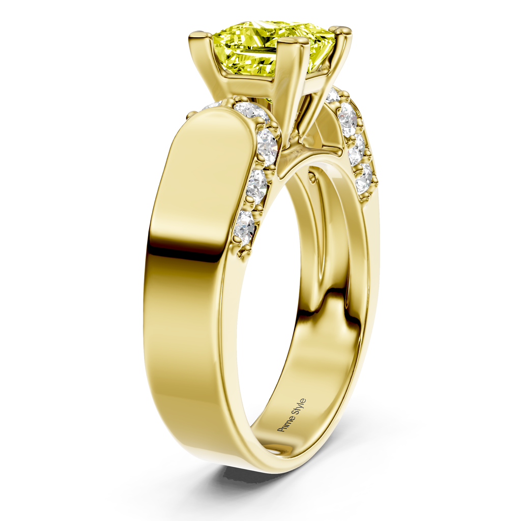 1.65-4.65 CT Princess & Round Cut Fancy Yellow Diamonds - Engagement Ring