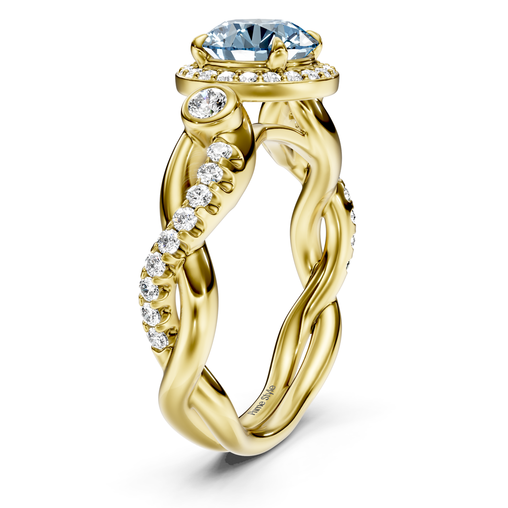 1.47-4.47 CT Round Cut Fancy Blue Diamonds - Engagement Ring