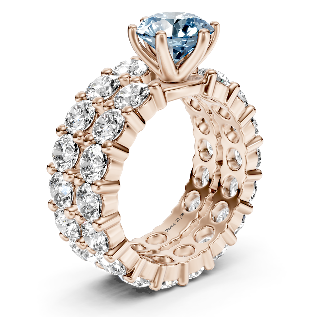 6.30-9.30 CT Round Cut Fancy Blue Diamonds - Bridal Set