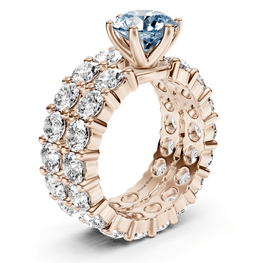 6.30 - 9.30 CT Round Cut Fancy Blue Diamonds - Bridal Set - Primestyle.com