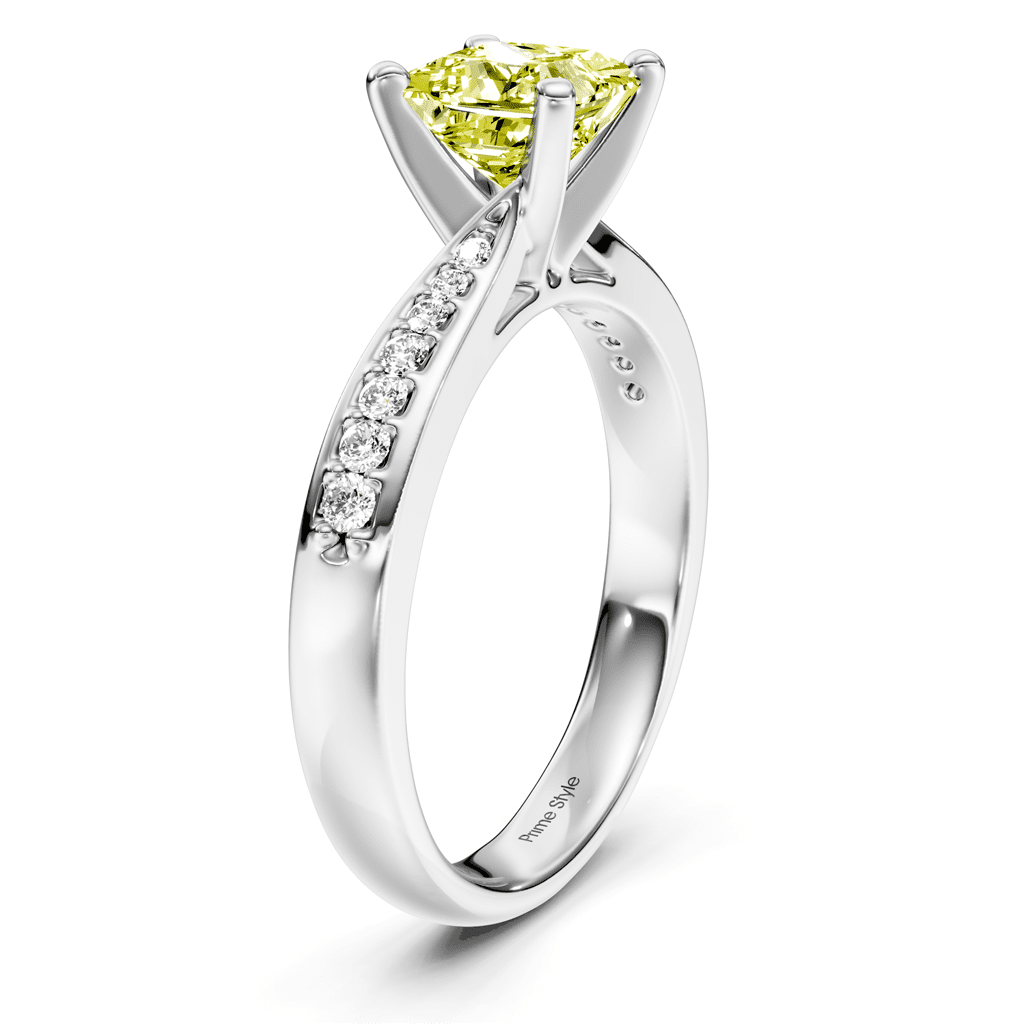 1.15 - 4.15 CT Princess & Round Cut Fancy Yellow Diamonds - Engagement Ring - Primestyle.com