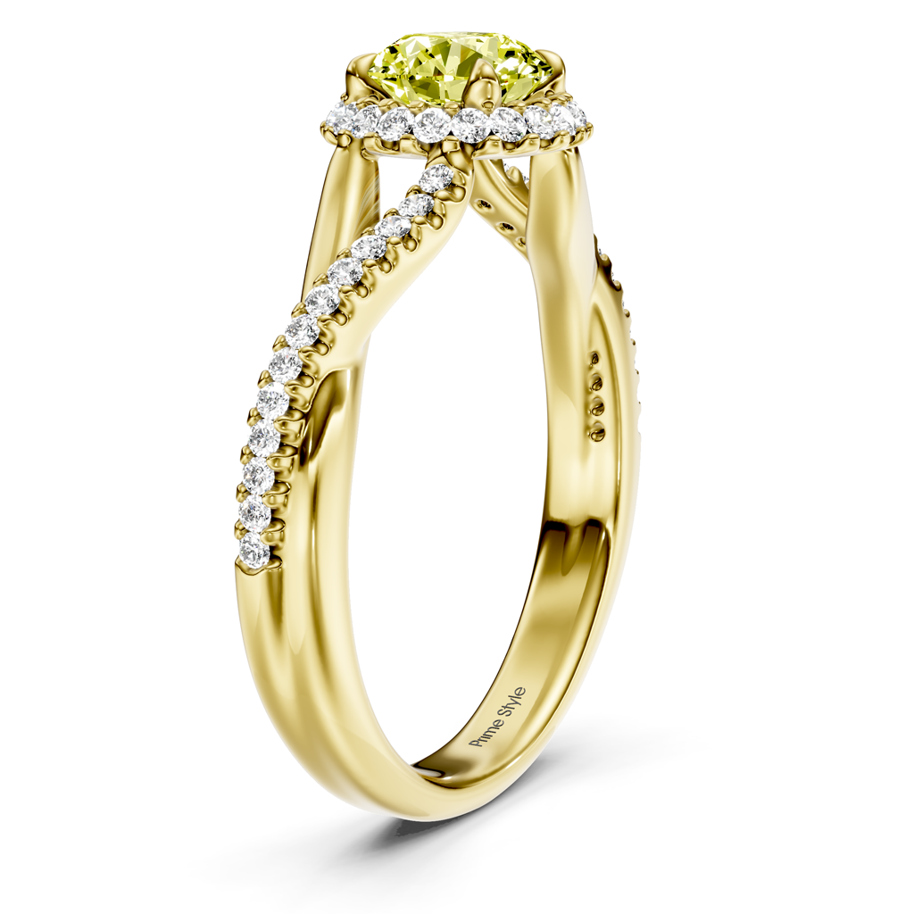 1.25-4.25 CT Round Cut Fancy Yellow Diamonds - Engagement Ring