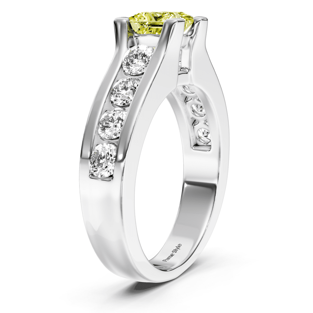 1.80-4.80 CT Princess & Round Cut Fancy Yellow Diamonds - Engagement Ring