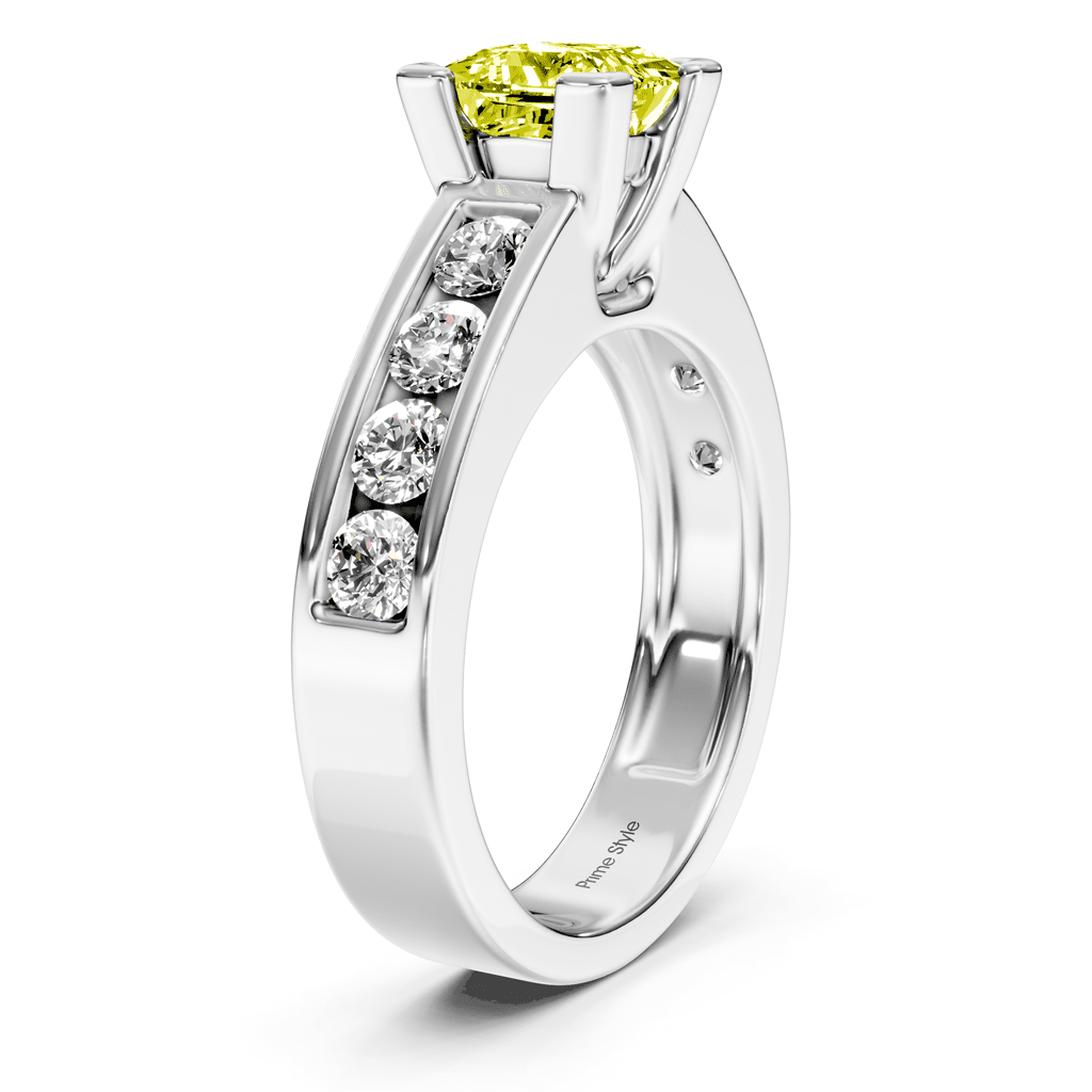1.80 - 4.80 CT Princess & Round Cut Fancy Yellow Diamonds - Engagement Ring - Primestyle.com