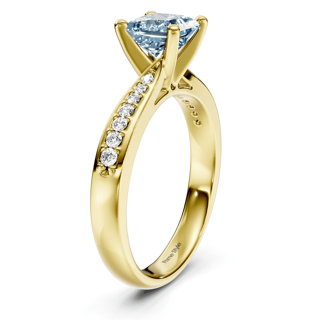 1.15-4.15 CT Princess & Round Cut Fancy Blue Diamonds - Engagement Ring