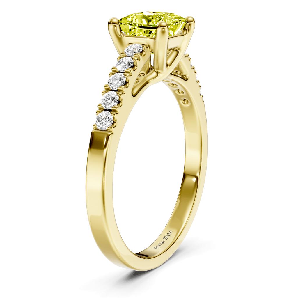 1.25 - 4.25 CT Princess & Round Cut Fancy Yellow Diamonds - Engagement Ring - Primestyle.com