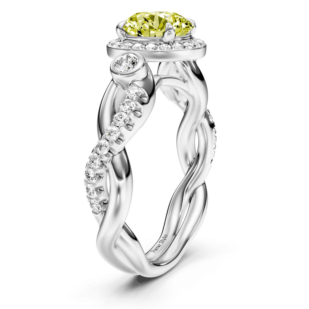 1.47-4.47 CT Round Cut Fancy Yellow Diamonds - Engagement Ring
