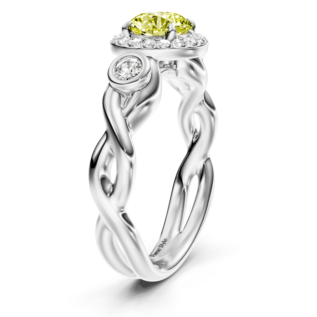 1.27-4.27 CT Round Cut Fancy Yellow Diamonds - Engagement Ring