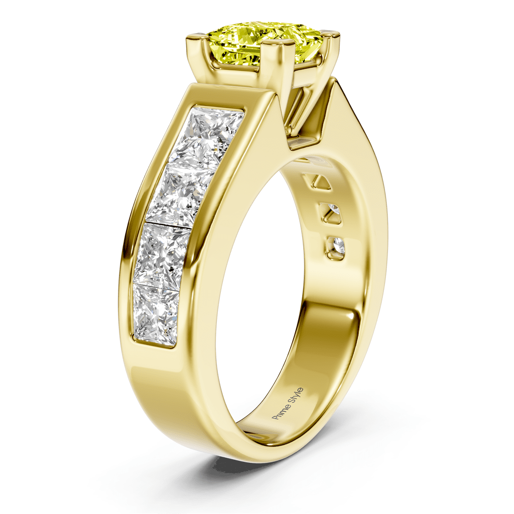 3.30 - 6.30 CT Princess Cut Fancy Yellow Diamonds - Engagement Ring - Primestyle.com