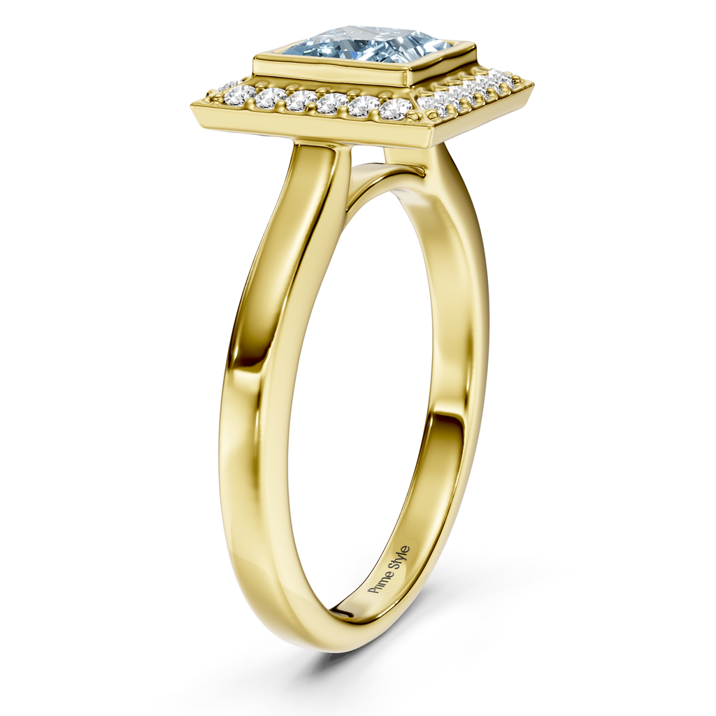 1.14-4.14 CT Princess & Round Cut Fancy Blue Diamonds - Engagement Ring