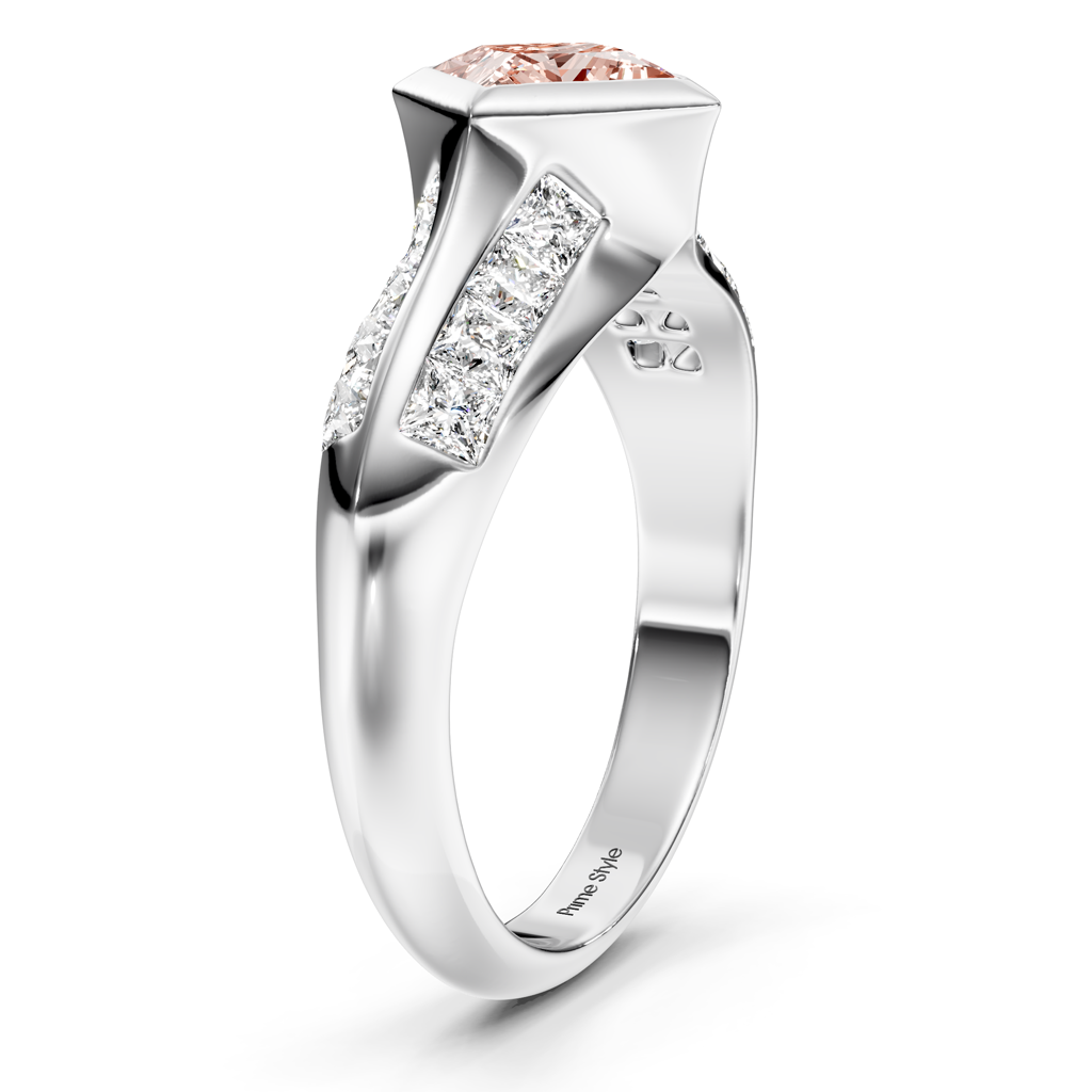 2.00-5.00 CT Princess Cut Fancy Pink Diamonds - Engagement Ring