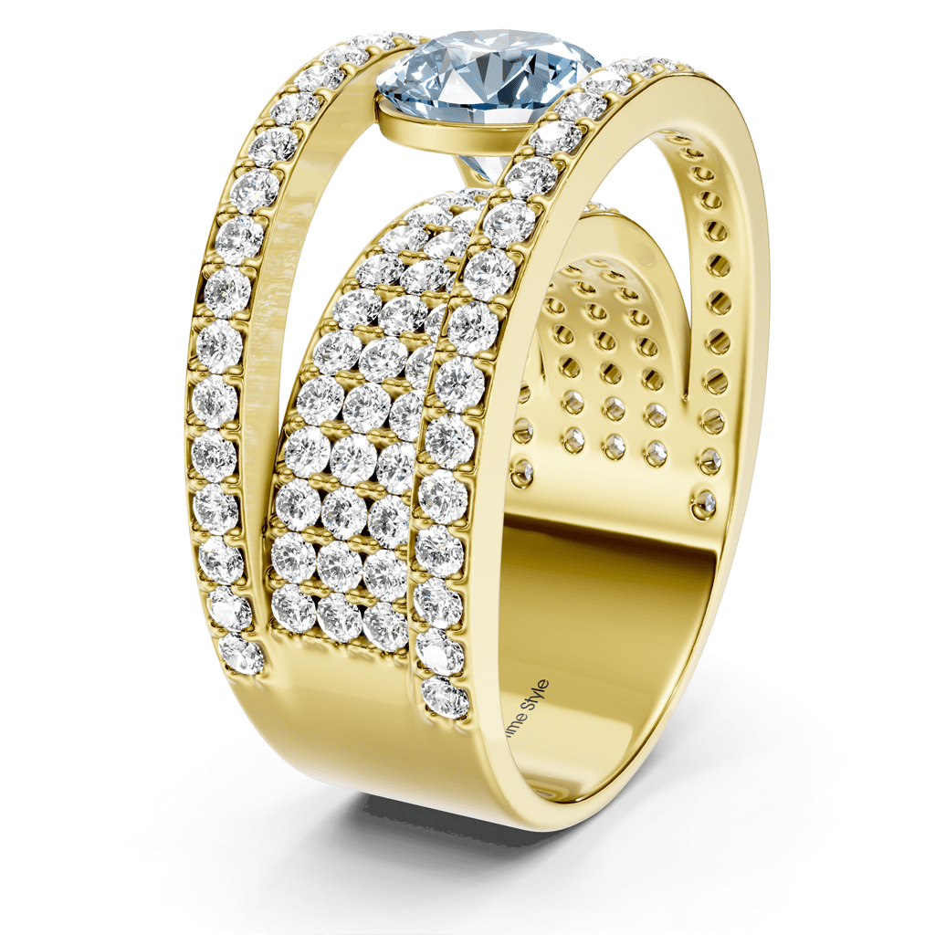 2.80 - 5.80 CT Round Cut Fancy Blue Diamonds - Engagement Ring - Primestyle.com
