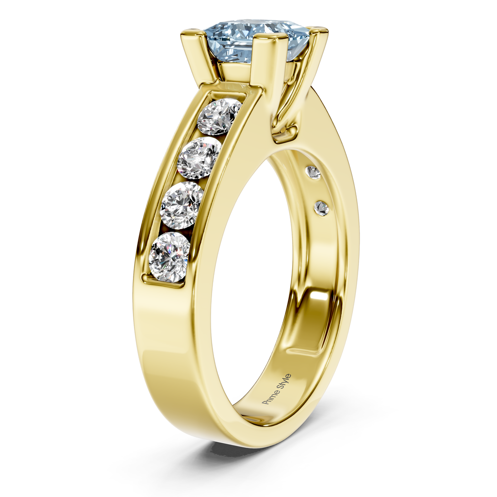 1.80-4.80 CT Princess & Round Cut Fancy Blue Diamonds - Engagement Ring