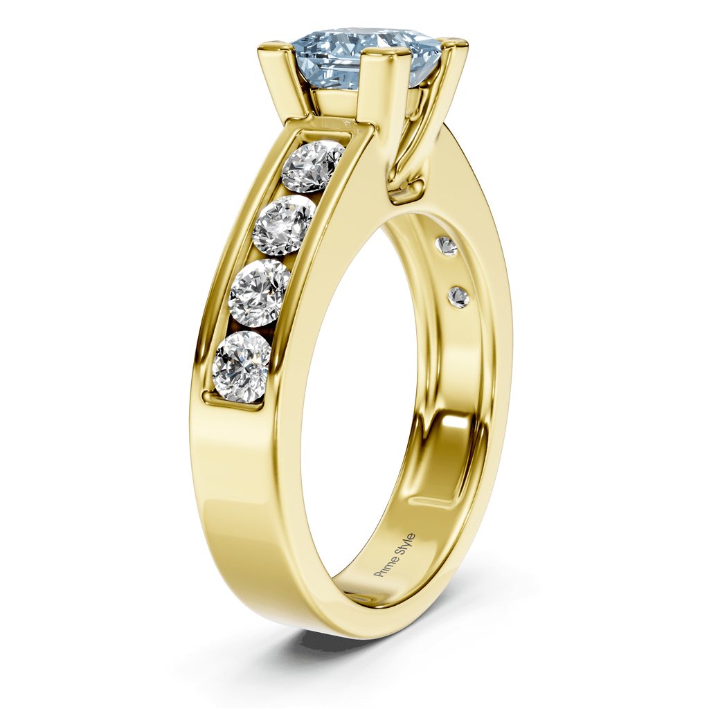1.80 - 4.80 CT Princess & Round Cut Fancy Blue Diamonds - Engagement Ring - Primestyle.com
