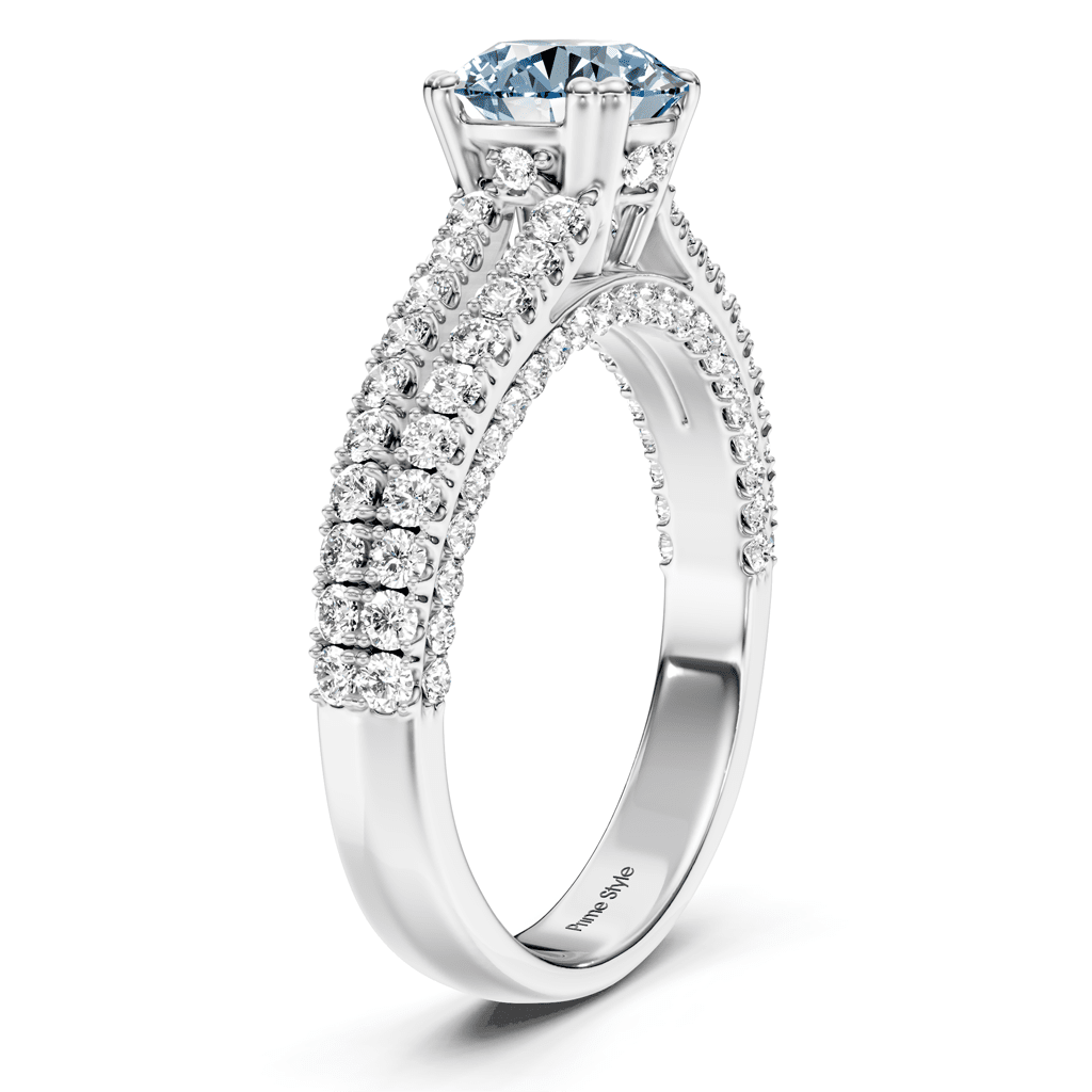 1.70-4.70 CT Round Cut Fancy Blue Diamonds - Engagement Ring
