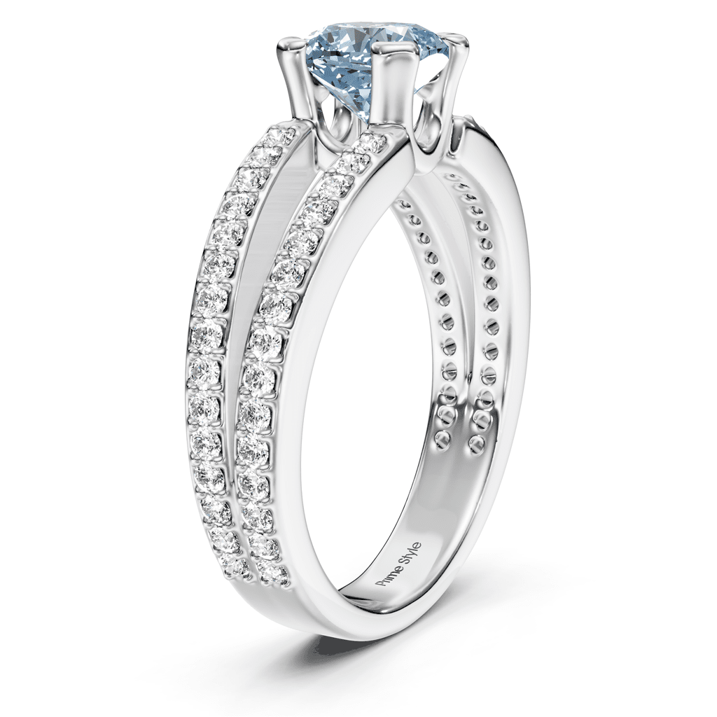 1.50-4.50 CT Cushion & Round Cut Fancy Blue Diamonds - Engagement Ring
