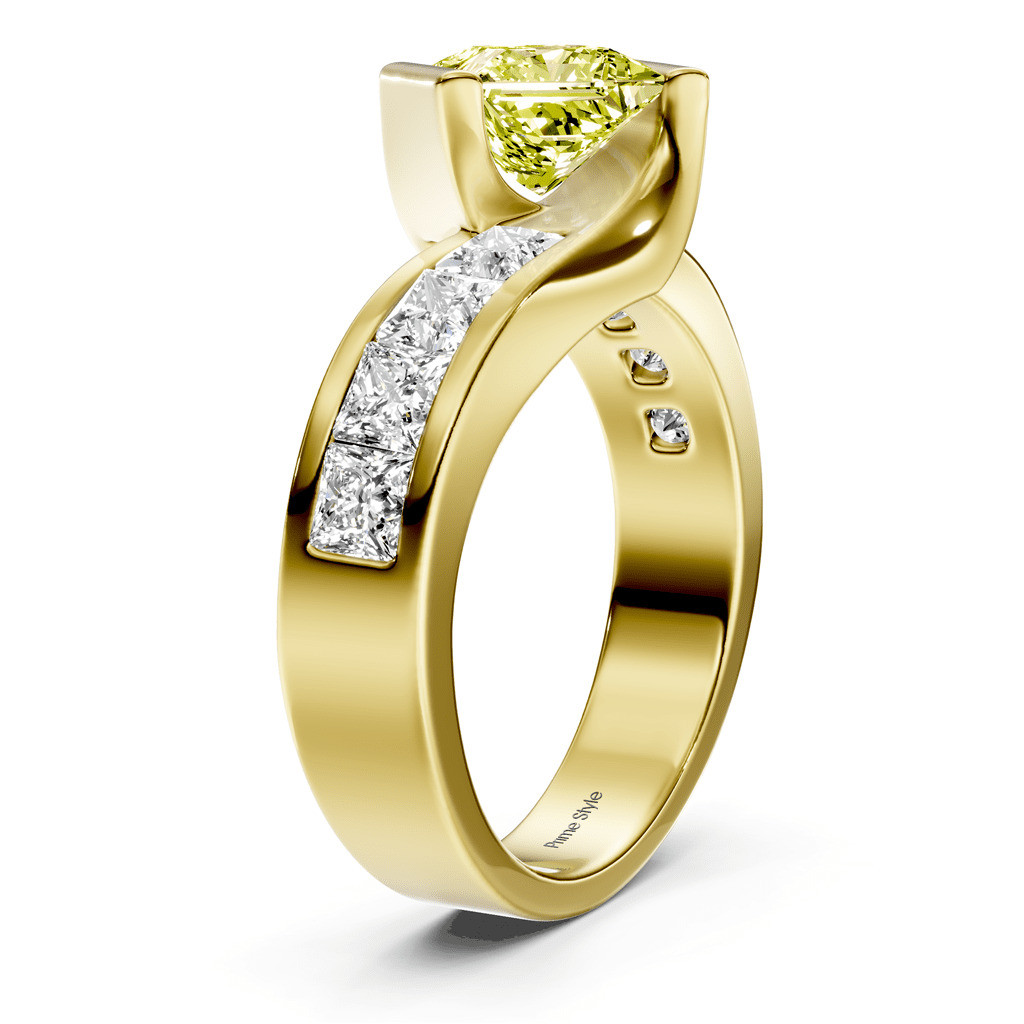 2.60 - 5.60 CT Princess Cut Fancy Yellow Diamonds - Engagement Ring - Primestyle.com