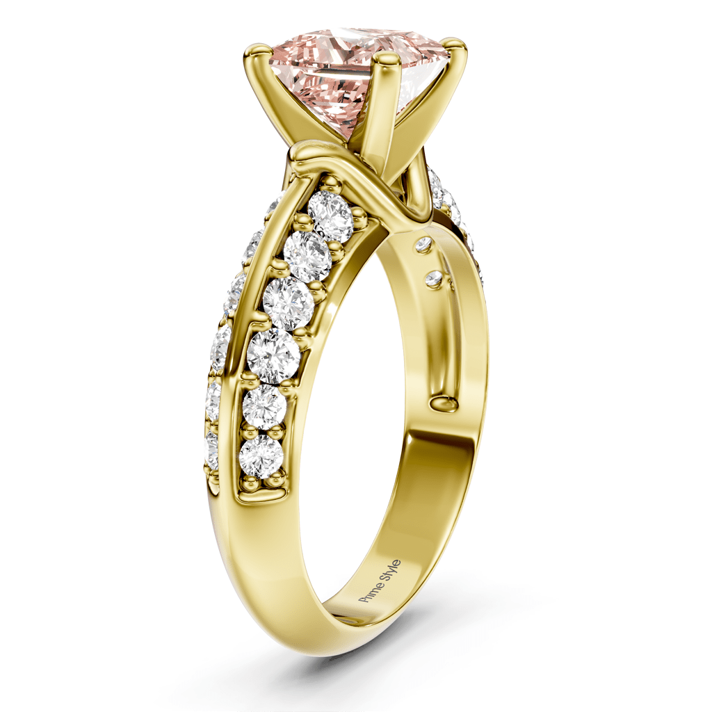 1.65-4.65 CT Princess & Round Cut Fancy Pink Diamonds - Engagement Ring