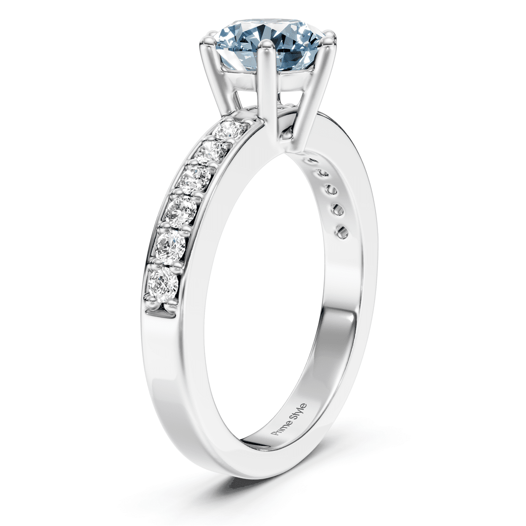 1.25 - 4.25 CT Round Cut Fancy Blue Diamonds - Engagement Ring - Primestyle.com