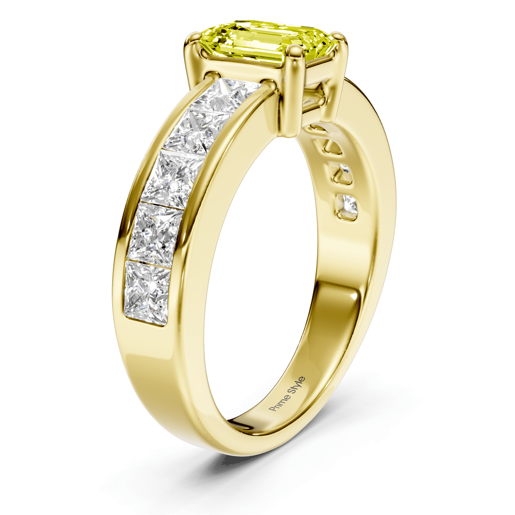 2.50-5.50 CT Emerald & Princess Cut Fancy Yellow Diamonds - Engagement Ring