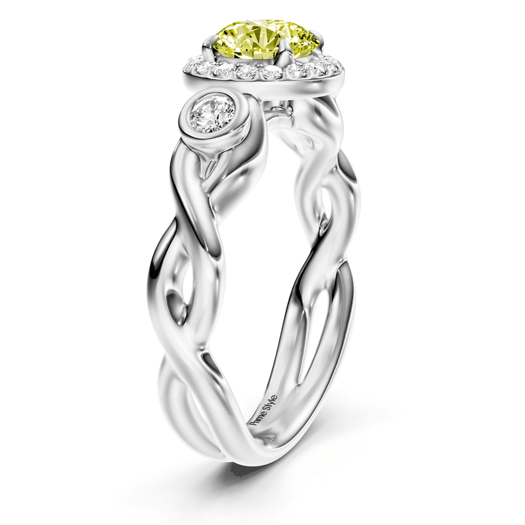 1.27 - 4.27 CT Round Cut Fancy Yellow Diamonds - Engagement Ring - Primestyle.com