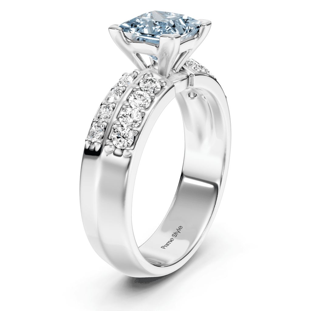 1.35 - 4.35 CT Round Cut Fancy Blue Diamonds - Engagement Ring - Primestyle.com