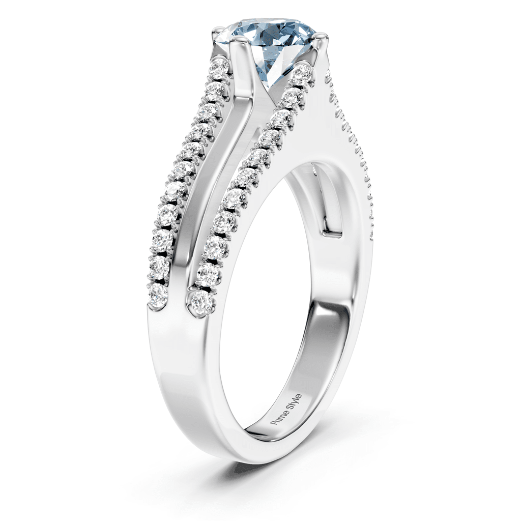 1.45 - 4.45 CT Round Cut Fancy Blue Diamonds - Engagement Ring - Primestyle.com