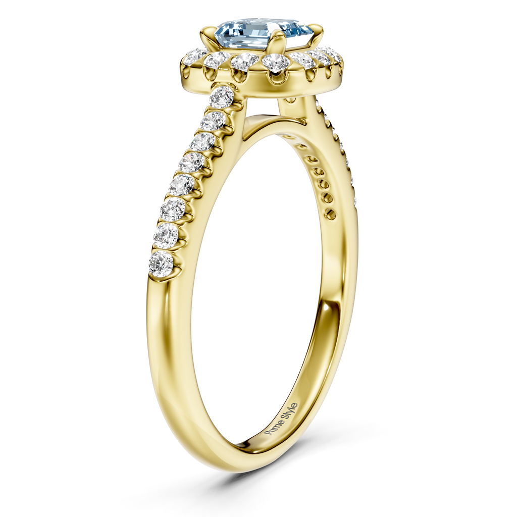 1.35-4.35 CT Ascher & Round Cut Fancy Blue Diamonds - Engagement Ring