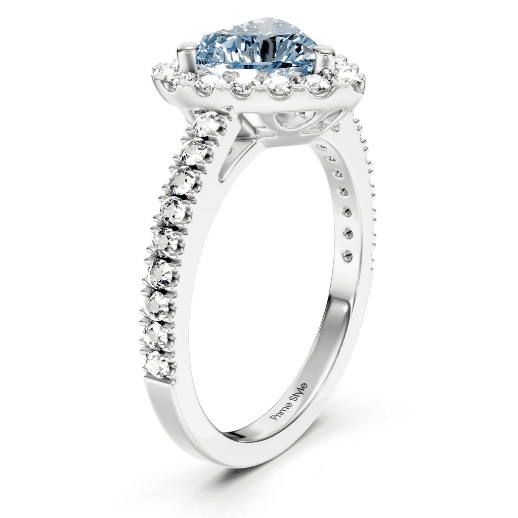 1.45-4.45 CT Heart & Round Cut Fancy Blue Diamonds - Engagement Ring