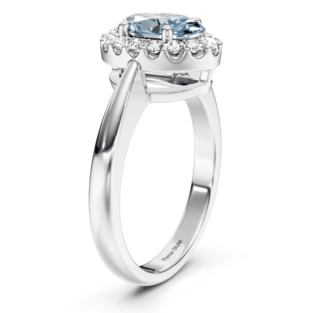 1.30-4.30 CT Oval & Round Cut Fancy Blue Diamonds - Engagement Ring