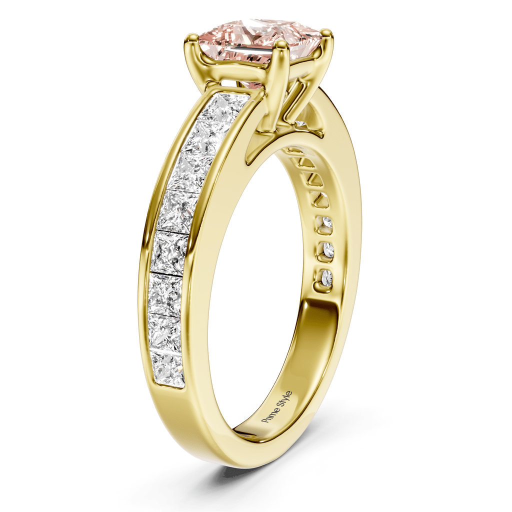 2.25-5.25 CT Princess Cut Fancy Pink Diamonds - Engagement Ring