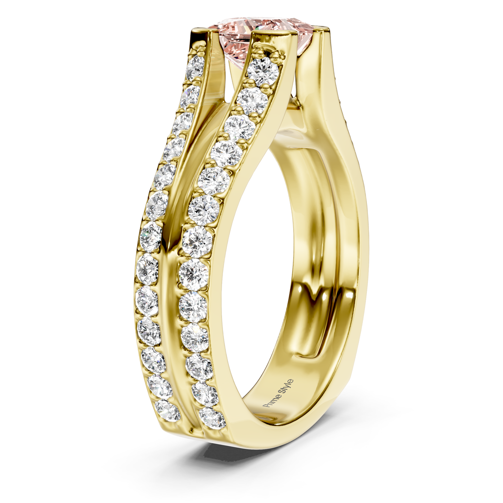 2.00-5.00 CT Princess & Round Cut Fancy Pink Diamonds - Engagement Ring