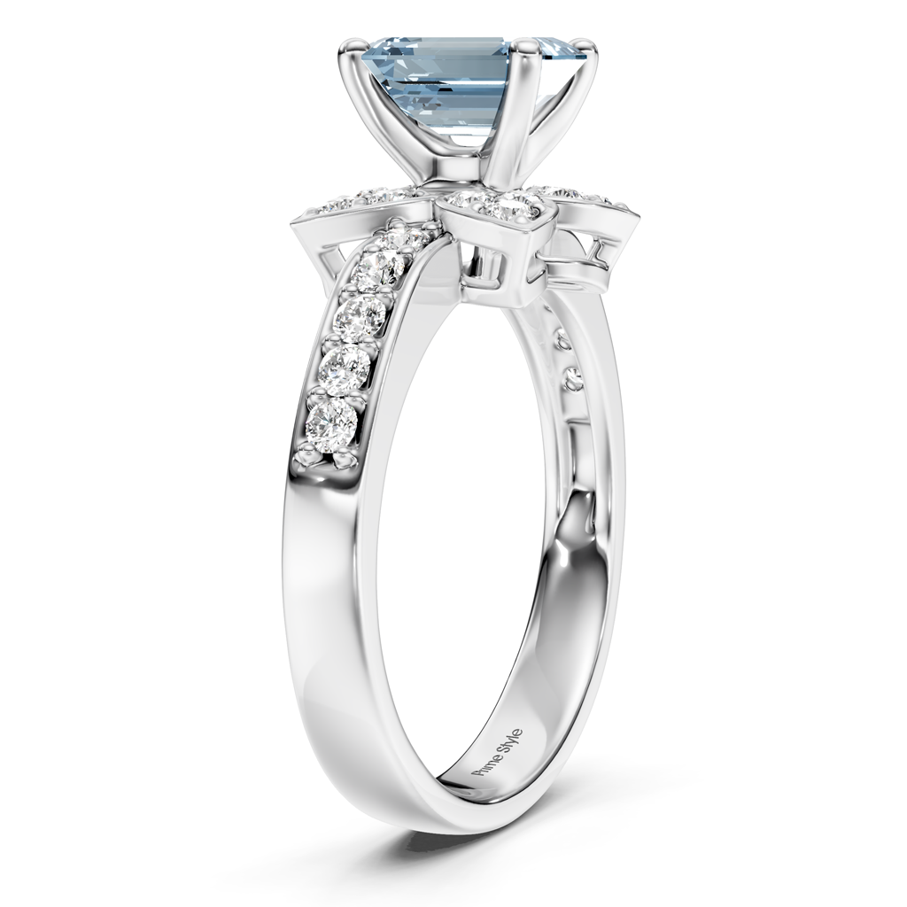 1.40-4.40 CT Emerald & Round Cut Fancy Blue Diamonds - Engagement Ring