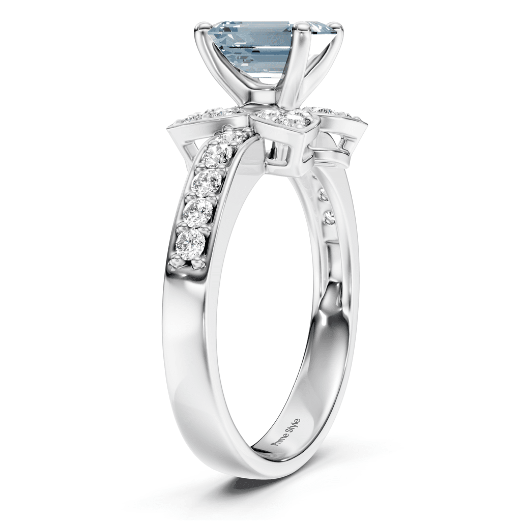 1.40 - 4.40 CT Emerald & Round Cut Fancy Blue Diamonds - Engagement Ring - Primestyle.com