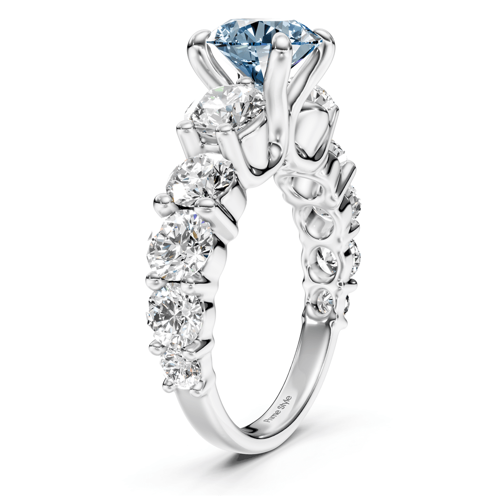 3.50-6.50 CT Round Cut Fancy Blue Diamonds - Engagement Ring