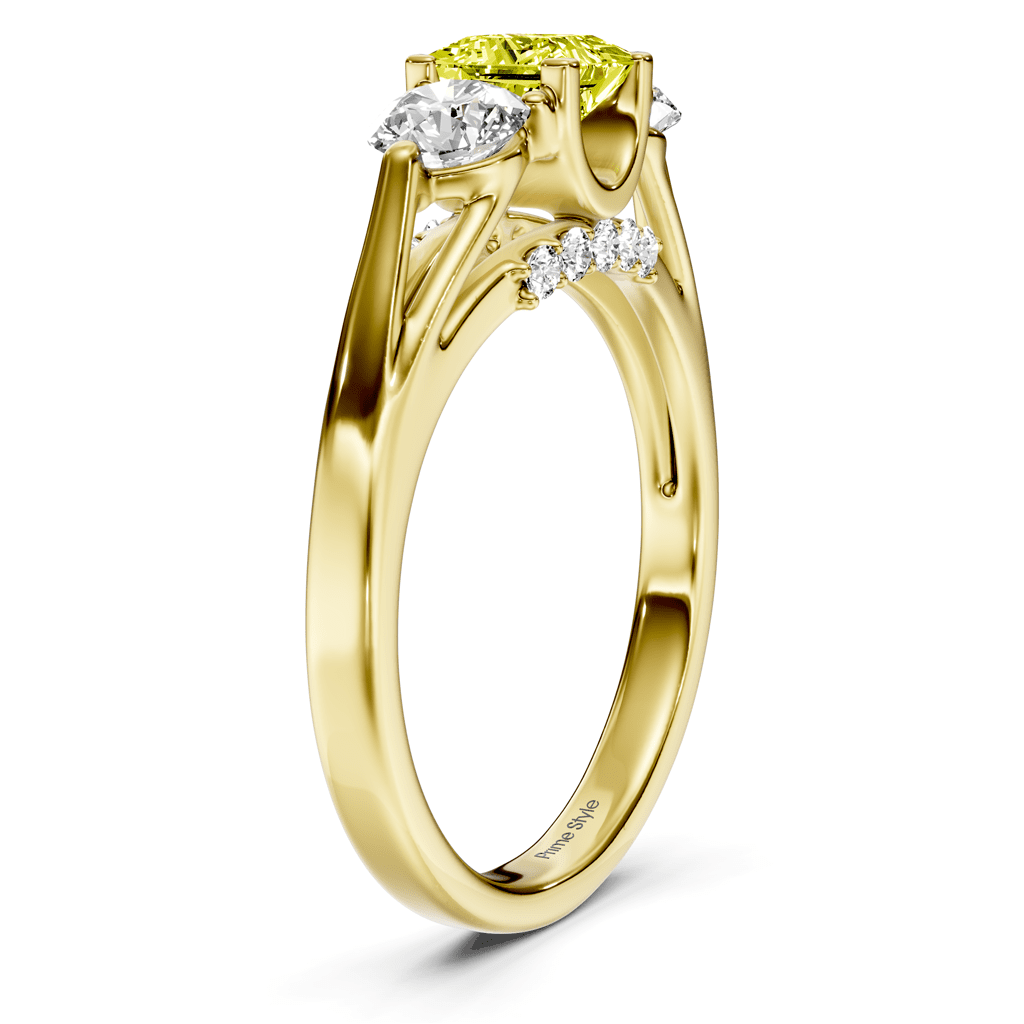 1.55 - 4.55 CT Princess & Round Cut Fancy Yellow Diamonds - Engagement Ring - Primestyle.com